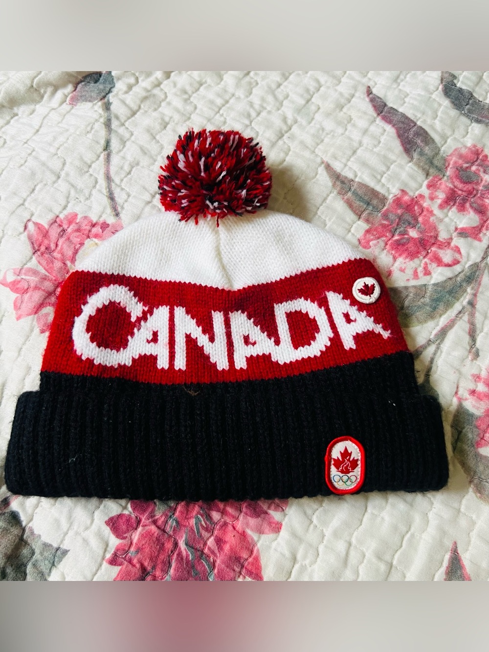 Kids Pom-Pom Beanie Hat in Red, Hudson’s Bay
